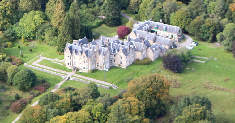 Glengarry Castle Hotel from the air